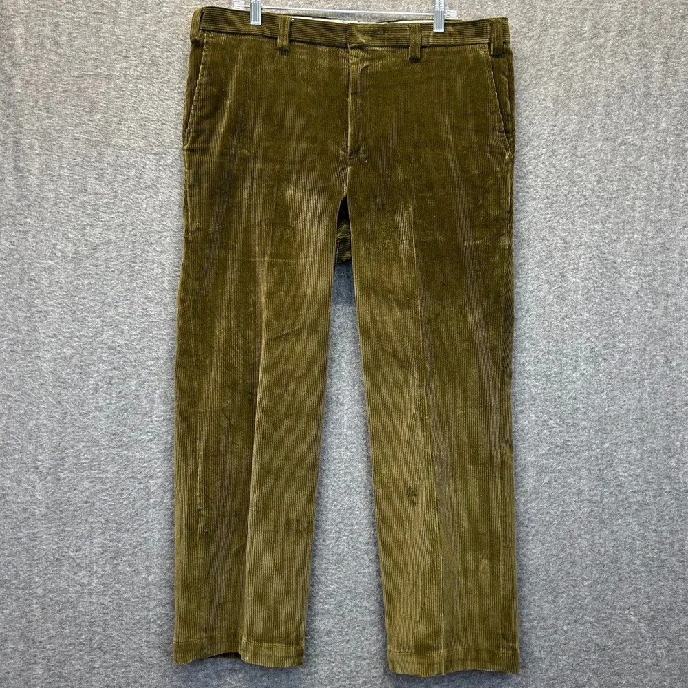 Orvis Mens 38 Olive Green Brisbane Moss Corduroy Pants Straight Leg Portugal